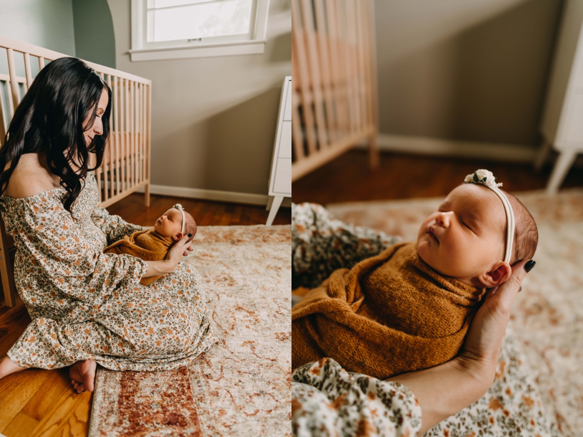 Beautiful newborn photos with mom and baby girl 
